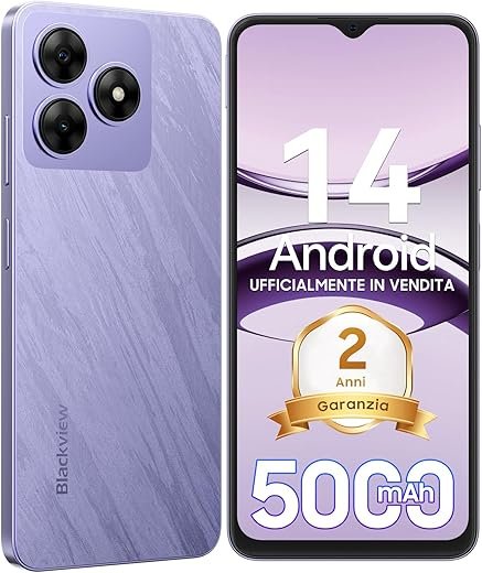 Blackview 2025 Mobile Phone Without Contract, Battery 5000 mAh, 6GB + 64GB/2TB SD, Octa Core 6.56 Inch HD+, 13MP + 8MP Camera, 4G Dual SIM Smartphone Without Contract, Cheap Simlock-Free, GPS